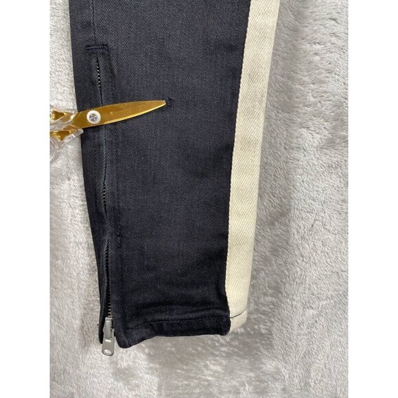 mnml Black Skinny Jeans with White Side Stripe & Ankle Zippers | Button-Fly | 31 - Picture 8 of 16